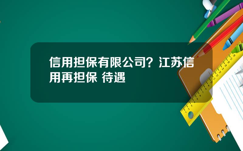 信用担保有限公司？江苏信用再担保 待遇